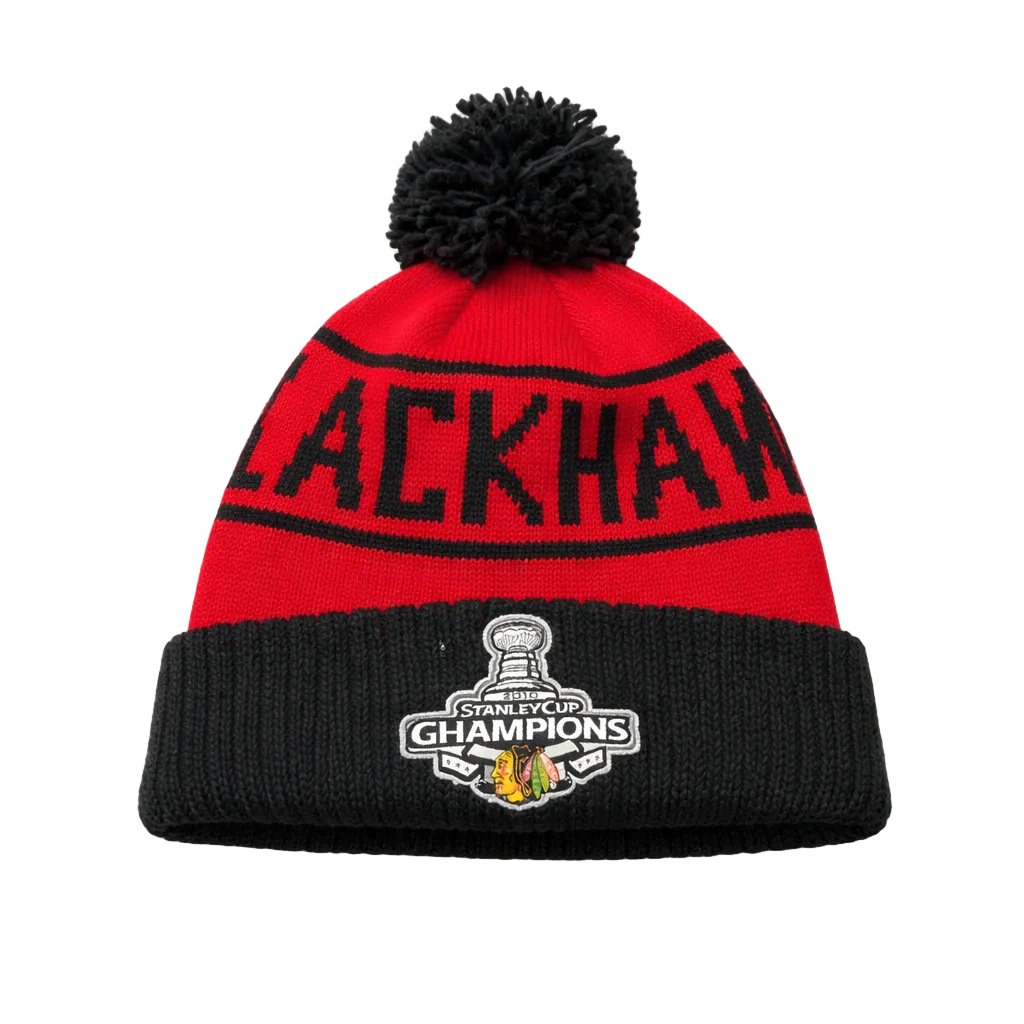 MITCHELL & NESS STANLEY CUP 2010 CHAMPIONS CHICAGO BLACKHAWKS RED/BLACK TOUQUE
