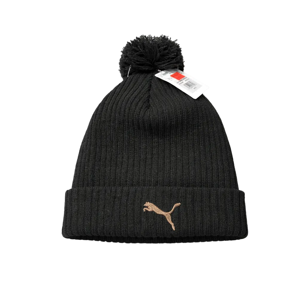 PUMA LILY CUFF POM BEANIE (BLACK TRADITIONAL)
