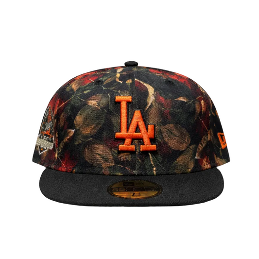 NEW ERA 59FIFTY MLB LOS ANGELES DODGERS 6OTH ANNIVERSARY BLACK WITH AUTUMN LEAFS DESIGN FITTED HAT