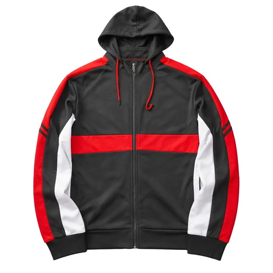 2 PCS VIP TRACKSUIT WITH HOOD (BLACK/RED/WHITE)