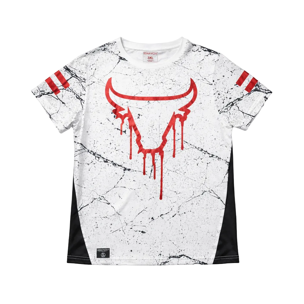 SWITCH MEN'S BIG & TALL BLEEDING BULL WHITE & RED GRAPHIC T-SHIRT