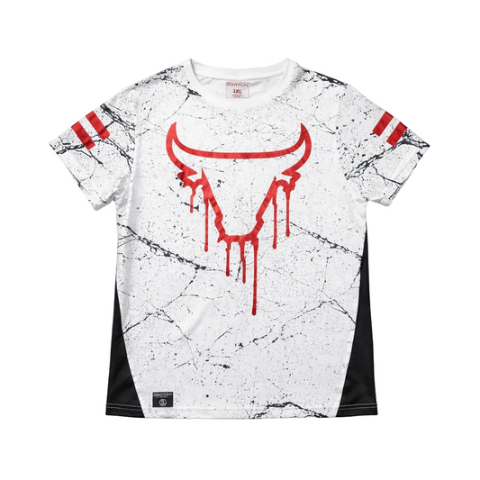 SWITCH MEN'S BIG & TALL BLEEDING BULL WHITE & RED GRAPHIC T-SHIRT
