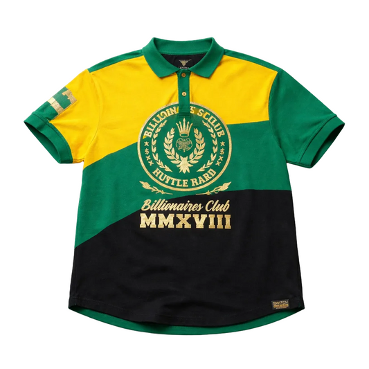SWITCH MEN'S BIG & TALL BILLIONAIRE CLUB MMXVIII GREEN & YELLOW GOLF POLO T-SHIRT