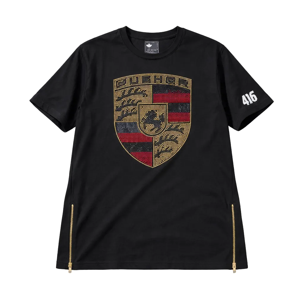 CITY OF DREAMS MEN'S BIG & TALL PUSHER RHINESTONE T-SHIRT (BLACK)