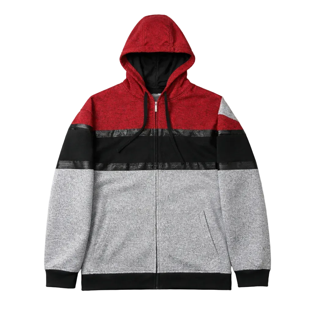 AKADEMIKS MEN'S BIG & TALL 2-PIECE RED & MARLED GREY TRACK SET