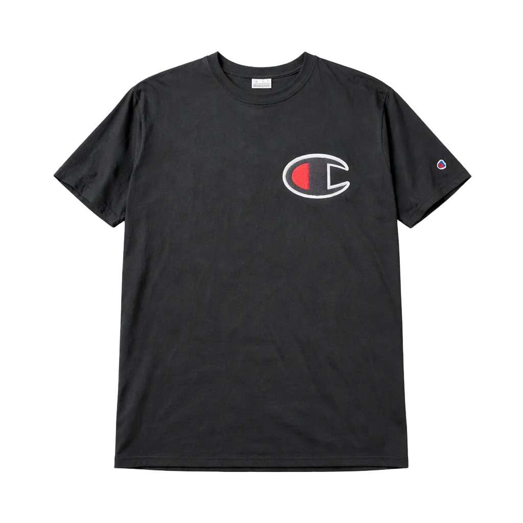 MEN'S BIG & TALL SHORT SLEEVE C PATCH T-SHIRT (BLACK)