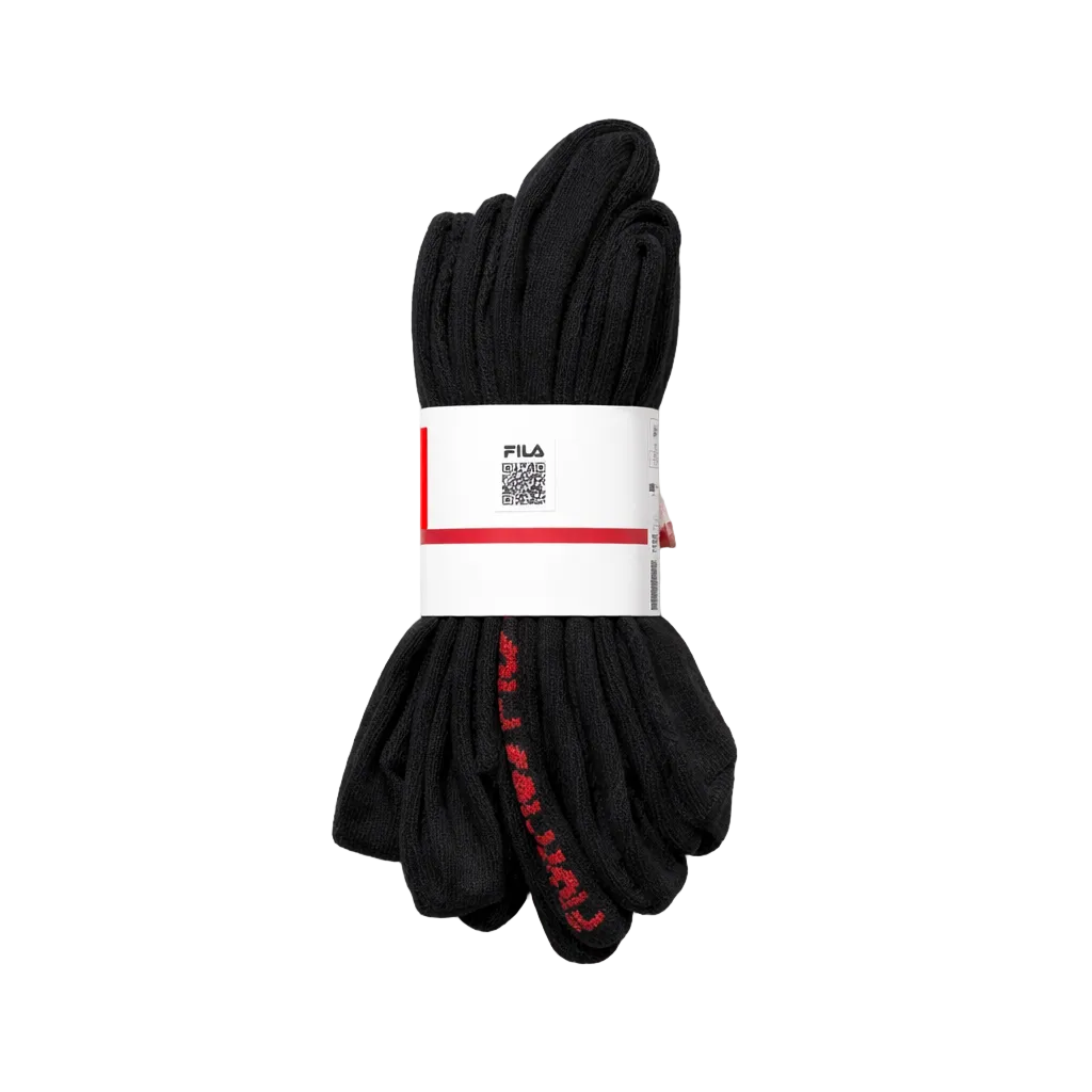 FILA MEN'S 3 PAIR LONG CREW SOCKS (BLACK)