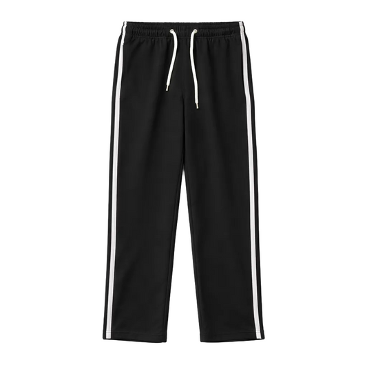 AGILE OPEN BOTTOM JOGGER W/ STRIPES (BLACK)