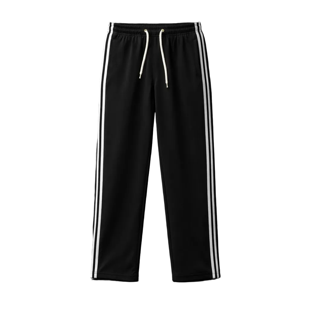 AGILE OPEN BOTTOM JOGGER W/ STRIPES (BLACK)