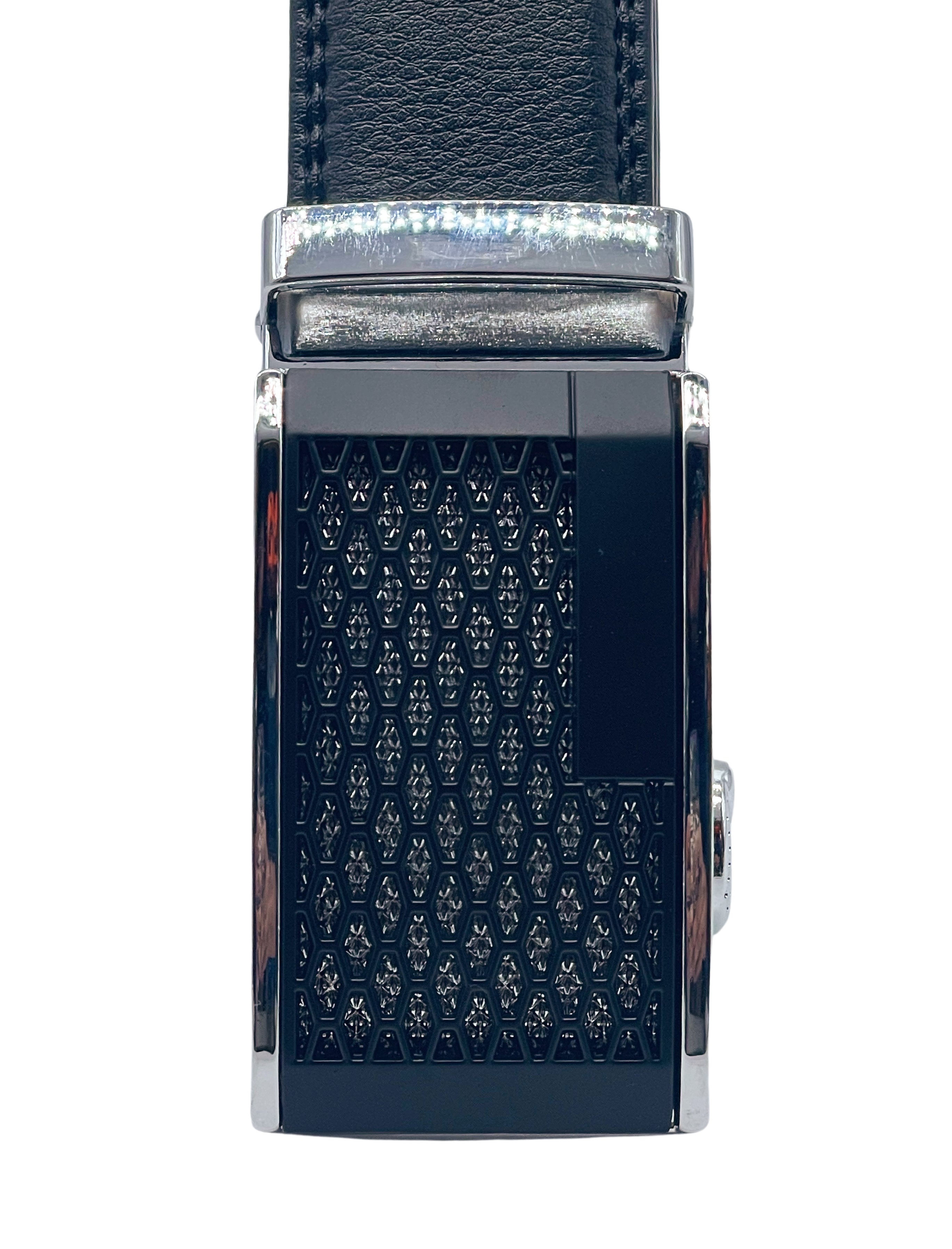 MEN'S ADJUSTABLE DESIGNER BELT (BLACK/SILVER)