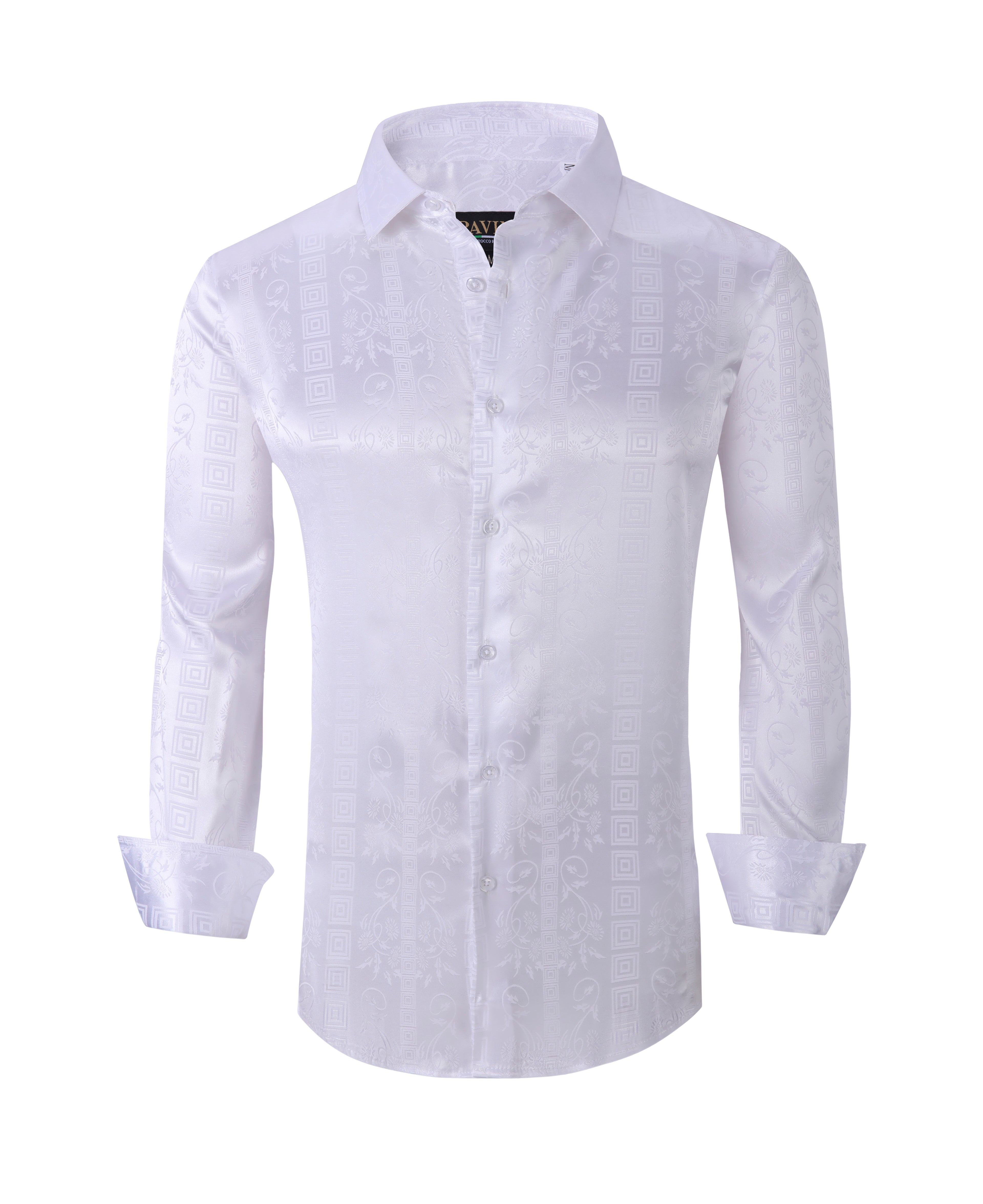 PAVINI MEN'S DESIGNER BUTTON UP LONG SLEEVE SHIRT (WHITE)