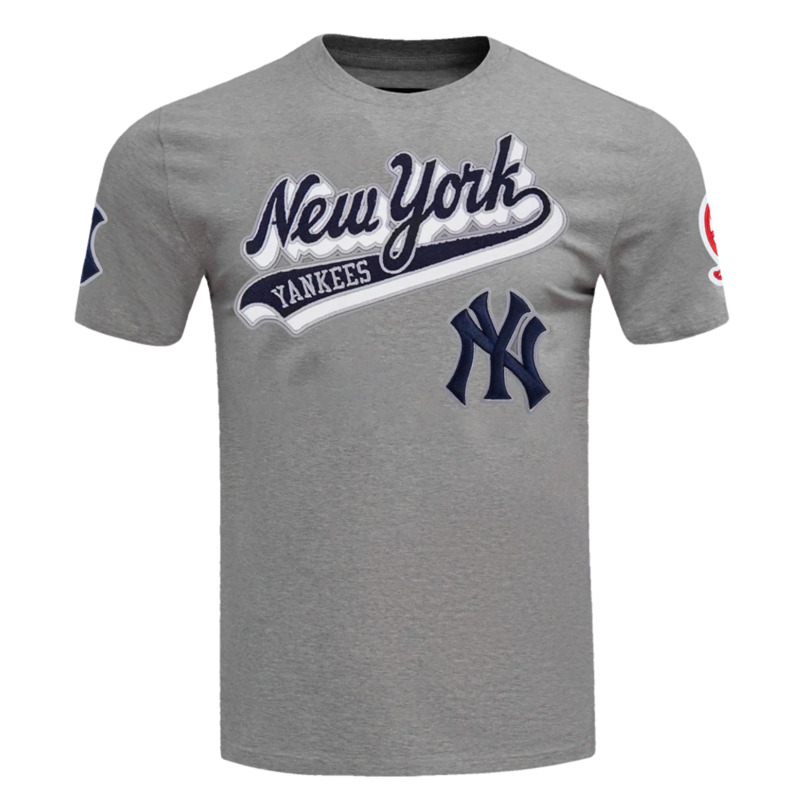 PRO STANDARD MLB NEW YORK YANKEES SCRIPT TAIL MEN'S GREY T-SHIRT