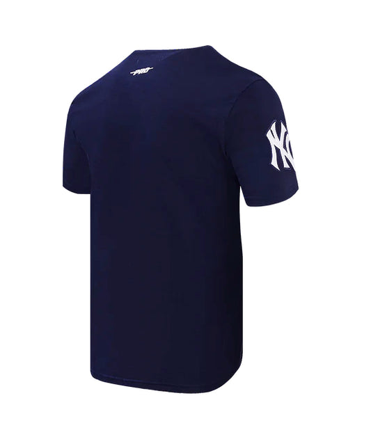 PRO STANDARD MLB NEW YORK YANKEES SCRIPT TAIL MEN'S NAVY BLUE T-SHIRT