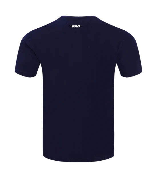 PRO STANDARD MLB NEW YORK YANKEES SCRIPT TAIL MEN'S NAVY BLUE T-SHIRT
