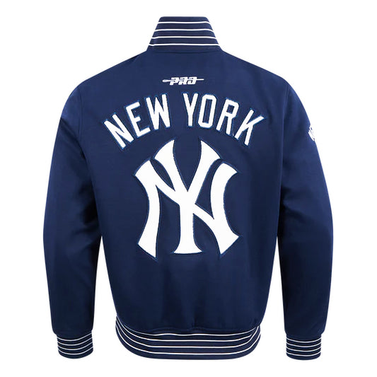 PRO STANDARD MLB NEW YORK YANKEES CURRENT LOGO PRO GAME DAY MEN'S NAVY BLUE DOUBLE KNIT JACKET
