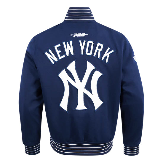 PRO STANDARD MLB NEW YORK YANKEES CURRENT LOGO PRO GAME DAY MEN'S NAVY BLUE DOUBLE KNIT JACKET