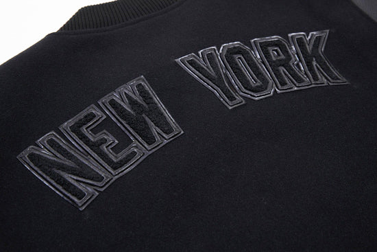 PRO STANDARD MEN'S MLB NEW YORK YANKEES ALL BLACK VARSITY JACKET