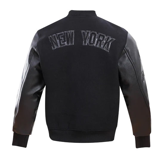PRO STANDARD MEN'S MLB NEW YORK YANKEES ALL BLACK VARSITY JACKET