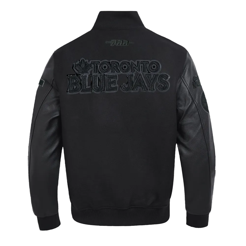 PRO STANDARD MEN'S MLB TORONTO BLUE JAYS CLASSIC WOOL ALL BLACK VARSITY JACKET