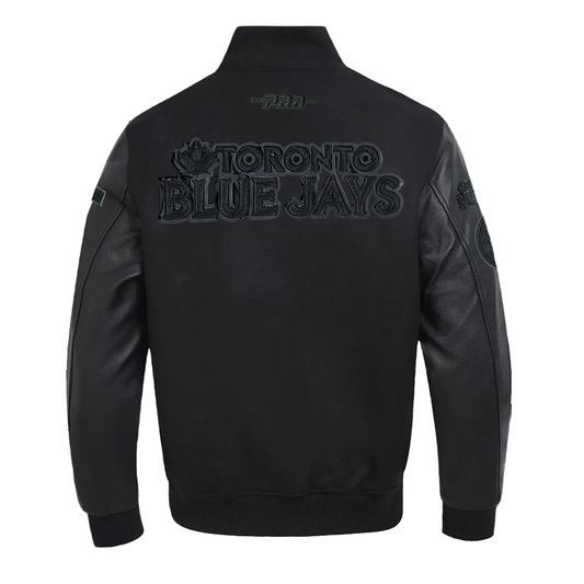 PRO STANDARD MEN'S MLB TORONTO BLUE JAYS CLASSIC WOOL ALL BLACK VARSITY JACKET