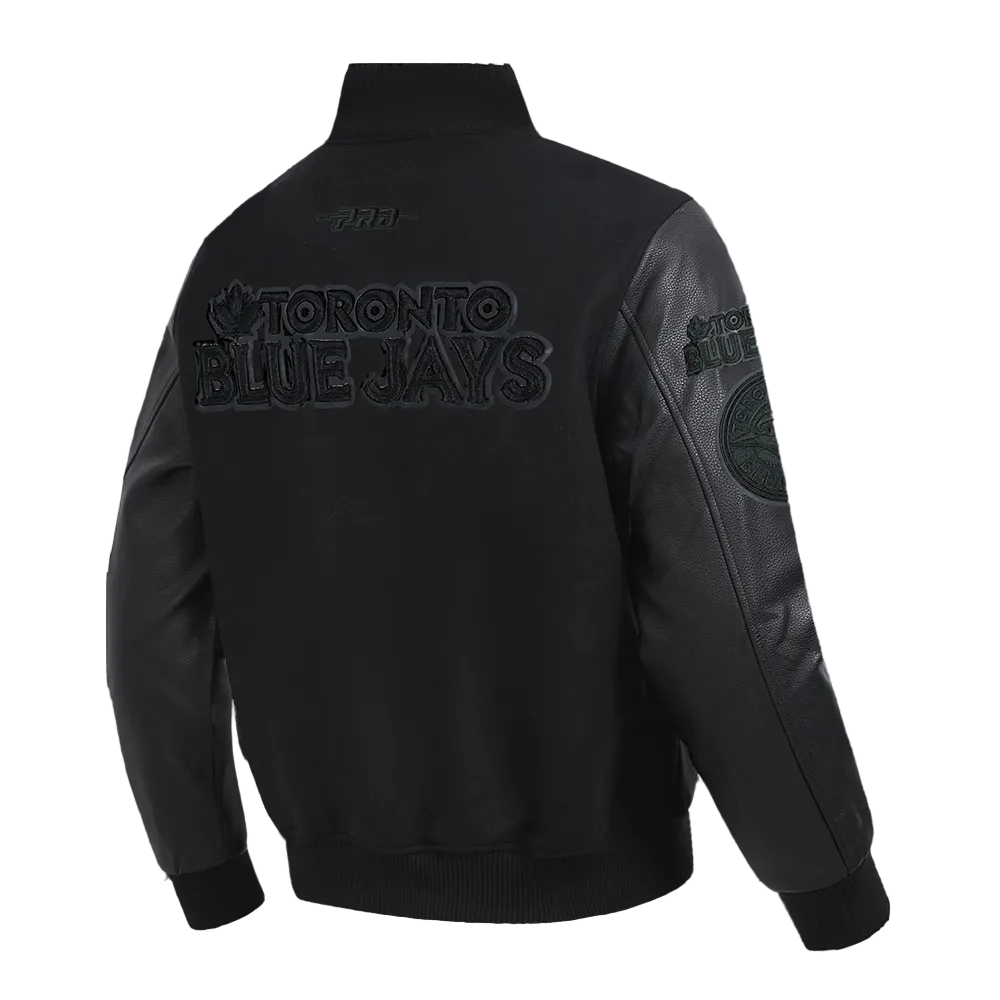 PRO STANDARD MEN'S MLB TORONTO BLUE JAYS CLASSIC WOOL ALL BLACK VARSITY JACKET