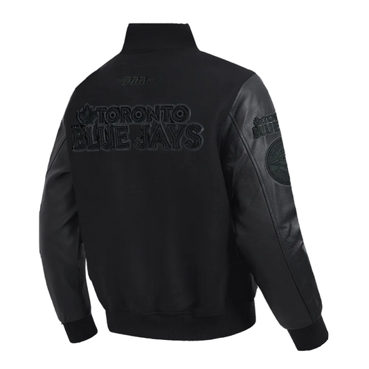 PRO STANDARD MEN'S MLB TORONTO BLUE JAYS CLASSIC WOOL ALL BLACK VARSITY JACKET