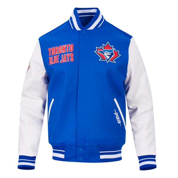 PRO STANDARD MEN'S MLB RETRO TORONTO BLUE JAYS LOGO ROYAL BLUE VARSITY JACKET