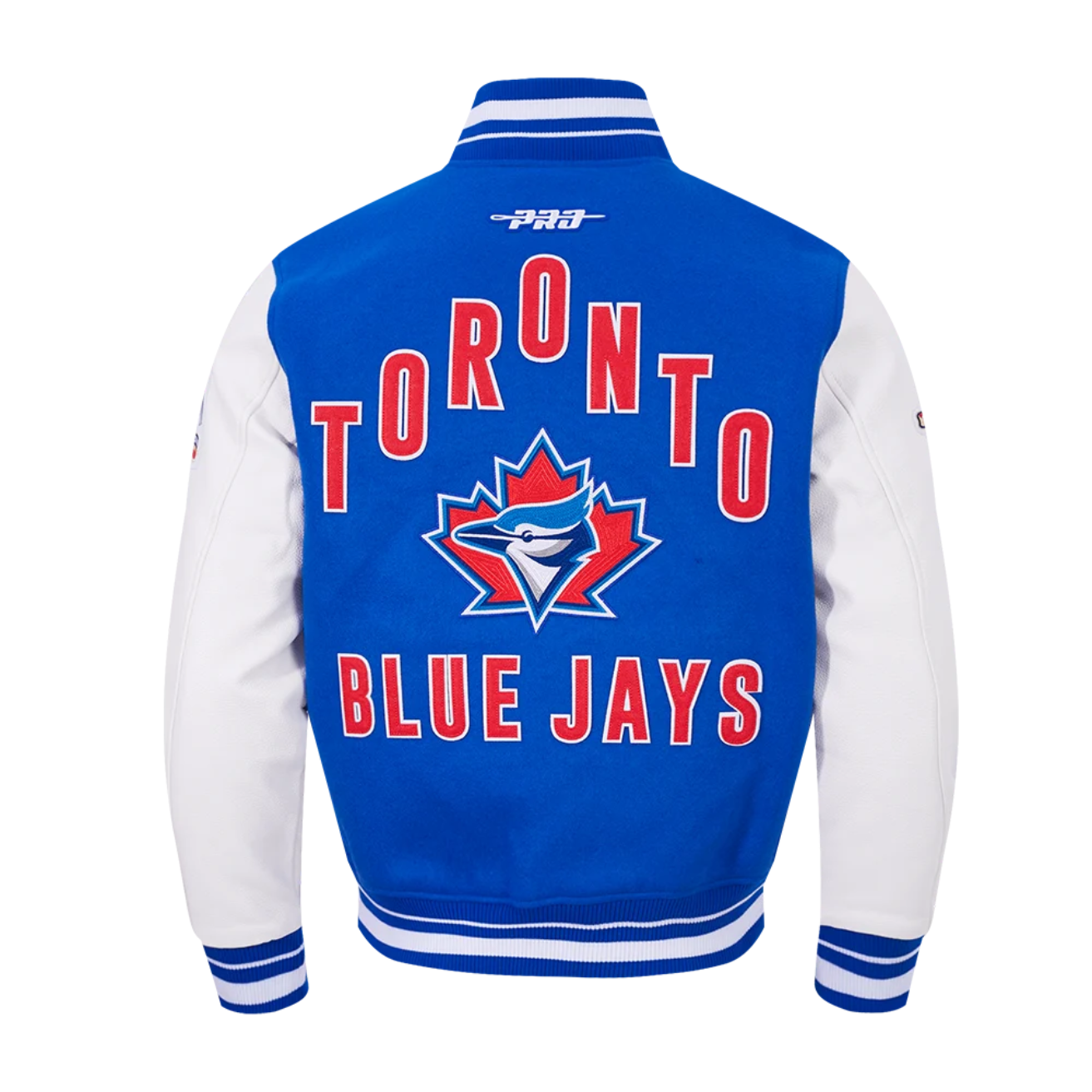 PRO STANDARD MEN'S MLB RETRO TORONTO BLUE JAYS LOGO ROYAL BLUE VARSITY JACKET