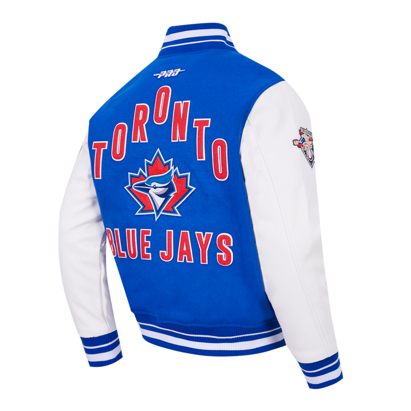 PRO STANDARD MEN'S MLB RETRO TORONTO BLUE JAYS LOGO ROYAL BLUE VARSITY JACKET