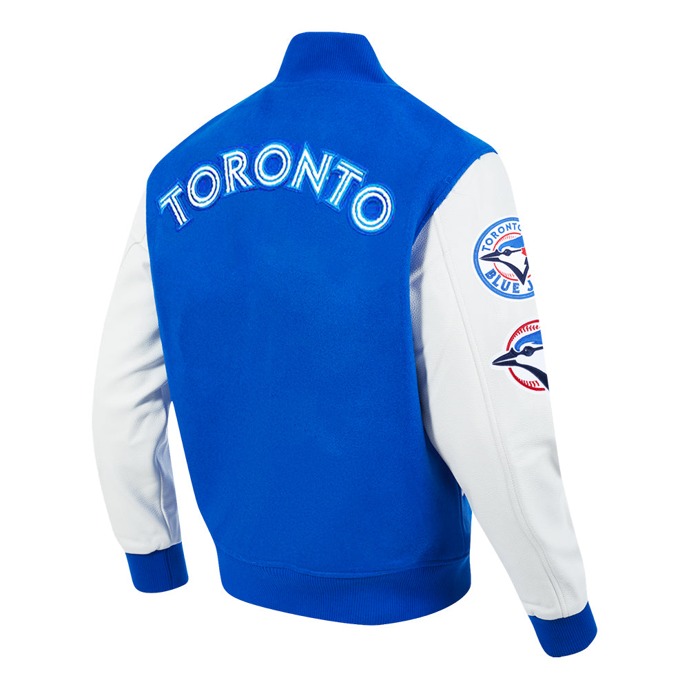 PRO STANDARD MEN'S MLB TORONTO BLUE JAYS CLASSIC WOOL ROYAL BLUE/ WHITE VARSITY JACKET