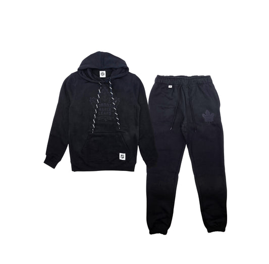 NHL MEN'S TORONTO MAPLE LEAFS PULLOVER HOODIE TRACKSET (BLACK)