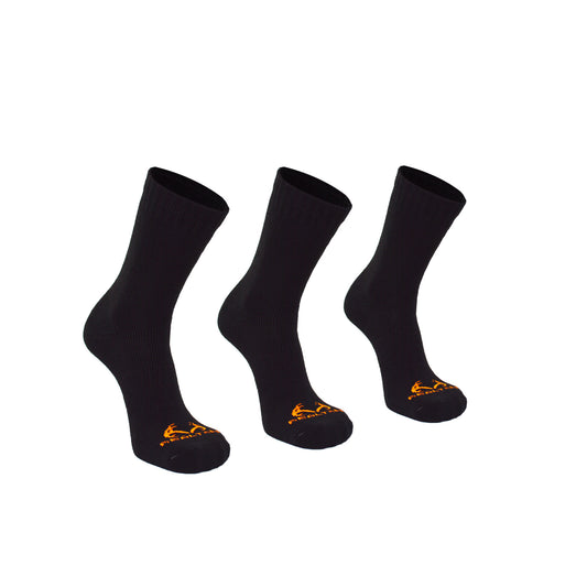 REALTREE MEN'S 3 PAIR LONG CREW SOCKS & CAP COMBO SET (BLACK/ORANGE)