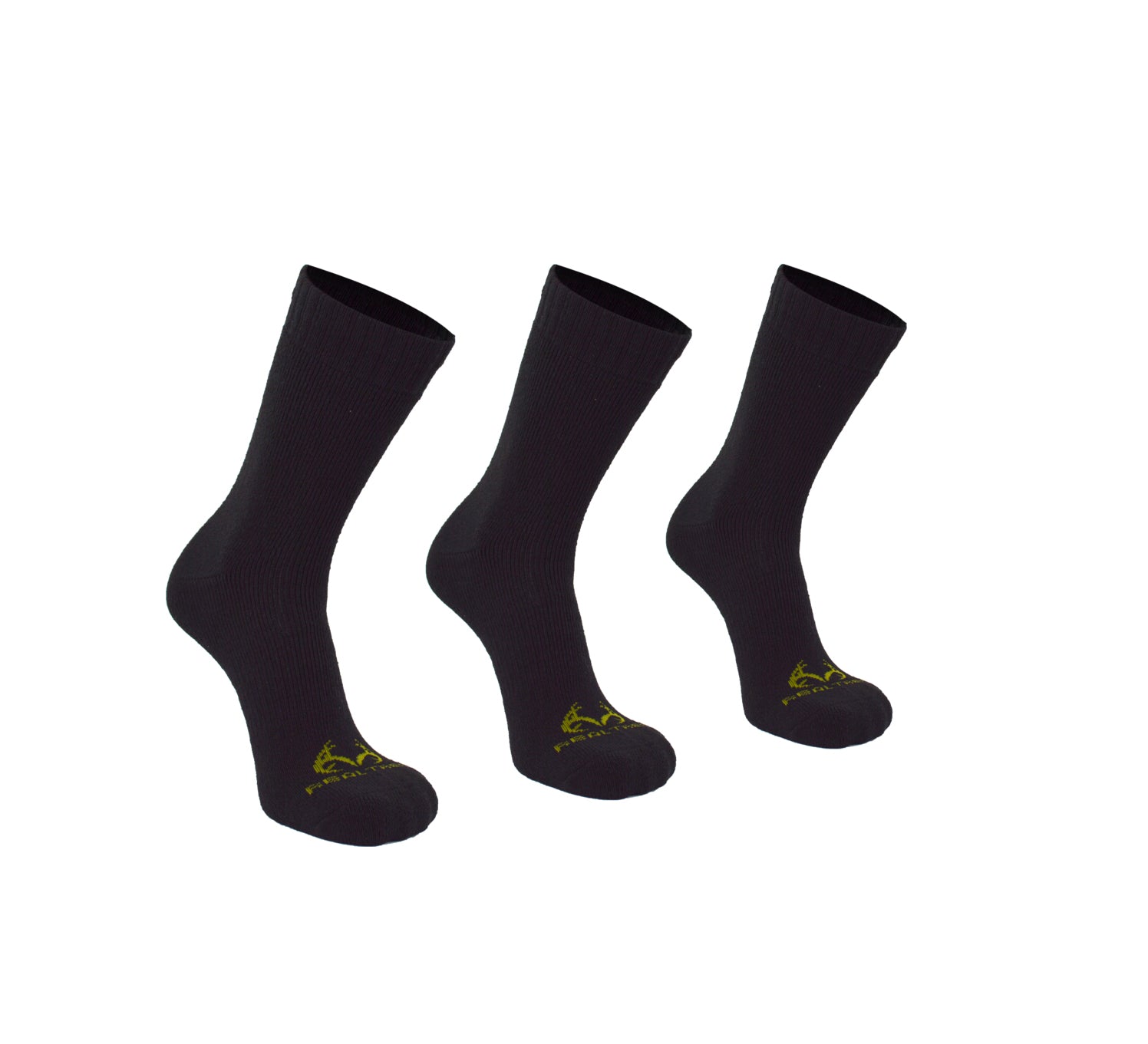 REALTREE MEN'S 3 PAIR LONG CREW SOCKS & CAP COMBO SET (OLIVE/BLACK)