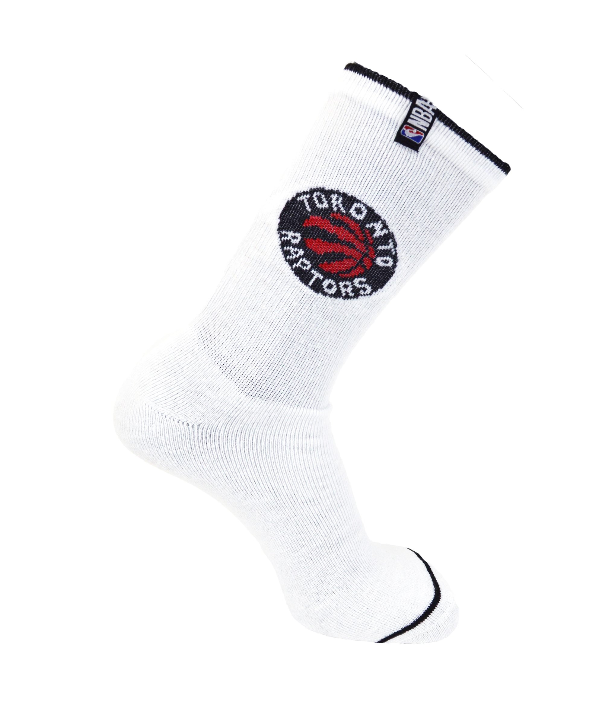 NBA MEN'S TORONTO RAPTORS 6 PAIR LONG CREW SOCKS (WHITE)