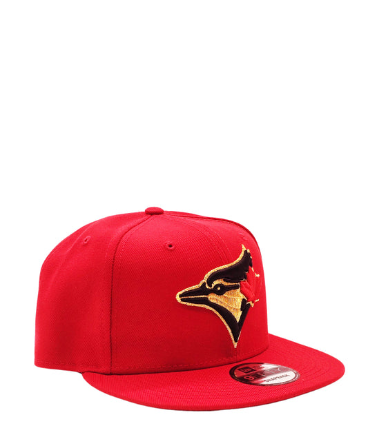 NEW ERA 9FIFTY TORONTO BLUE JAYS SCARLET RED/GOLD SNAPBACK HAT