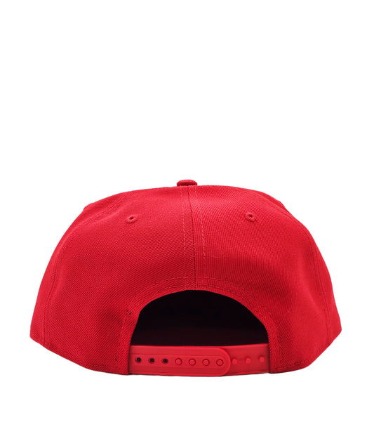 NEW ERA 9FIFTY TORONTO BLUE JAYS SCARLET RED/GOLD SNAPBACK HAT