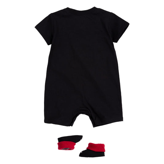 JORDAN NEWBORN ROMPER & BOOTIE SET (BLACK SIZE 0-6 MONTHS)