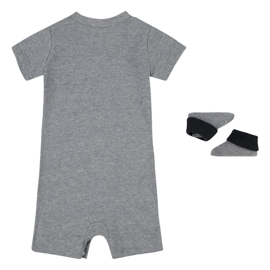 JORDAN NEWBORN ROMPER & BOOTIE SET (GREY SIZE 0-6 MONTHS)