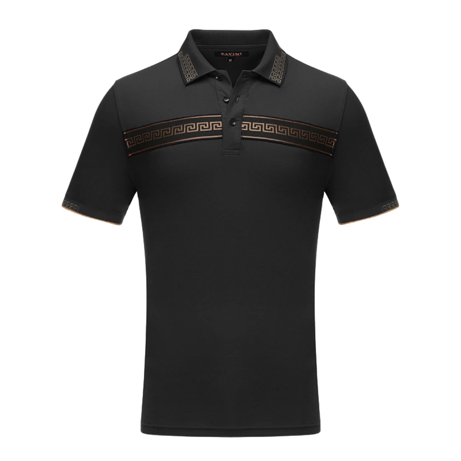 PAVINI MEN'S FASHION POLO DESIGN T-SHIRT (BLACK P-2014)