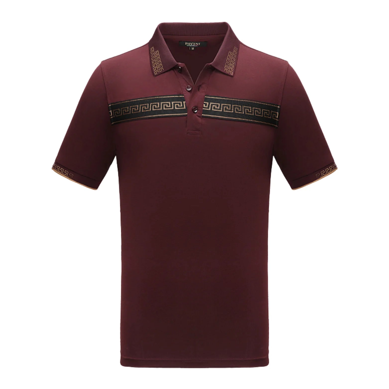 PAVINI MEN'S FASHION POLO DESIGN T-SHIRT (BURGUNDY P-2014)