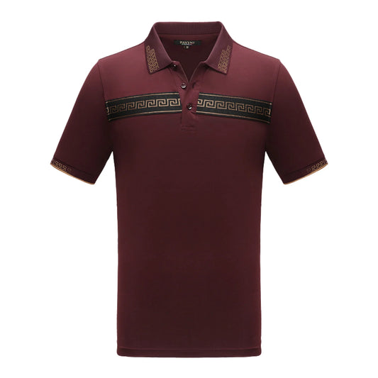 PAVINI MEN'S FASHION POLO DESIGN T-SHIRT (BURGUNDY P-2014)