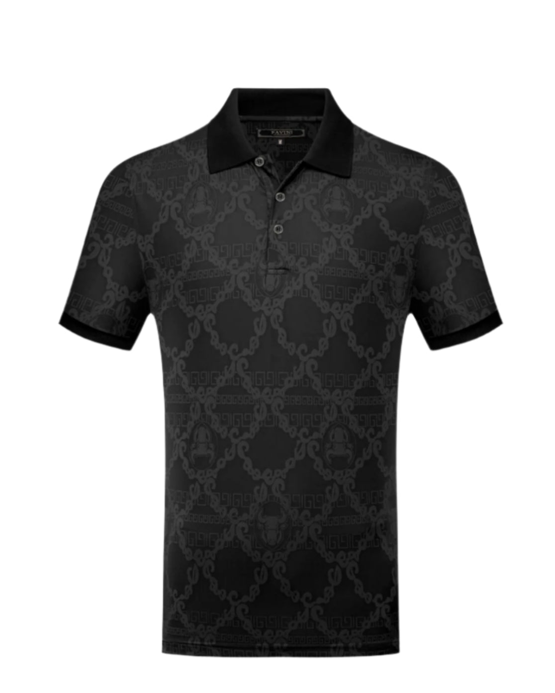PAVINI MEN'S FASHION POLO DESIGN T-SHIRT (BLACK P-2281)