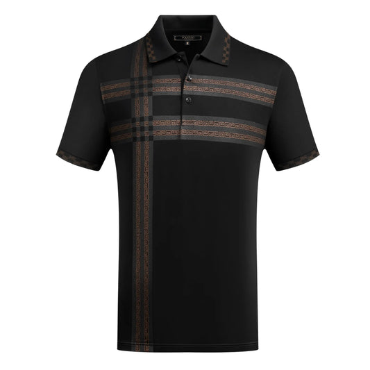 PAVINI MEN'S FASHION POLO DESIGN T-SHIRT (BLACK P-3111A)