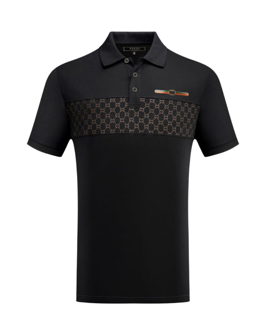 PAVINI MEN'S FASHION POLO DESIGN T-SHIRT (BLACK P-3257A)
