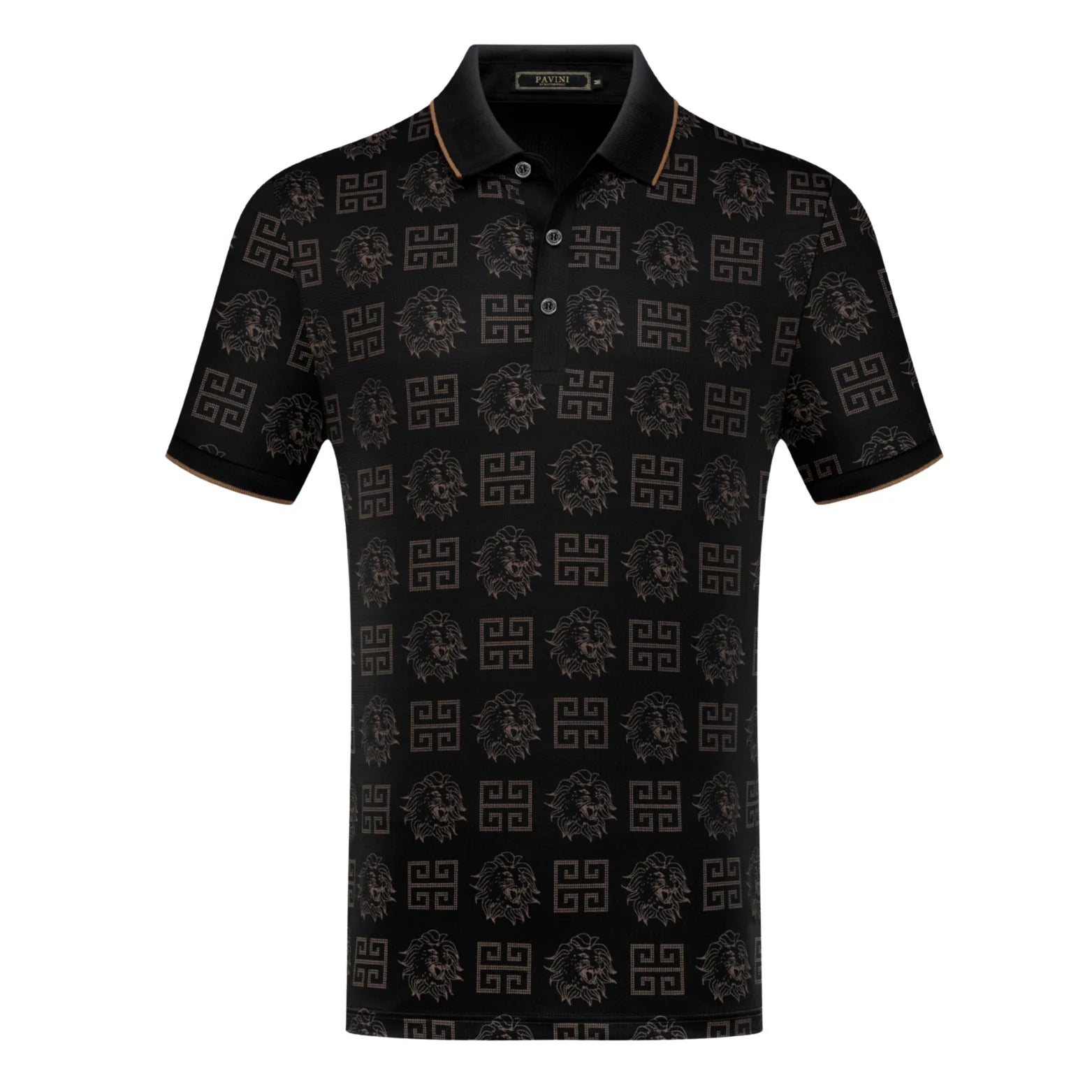 PAVINI MEN'S FASHION POLO DESIGN T-SHIRT (BLACK P-3286)