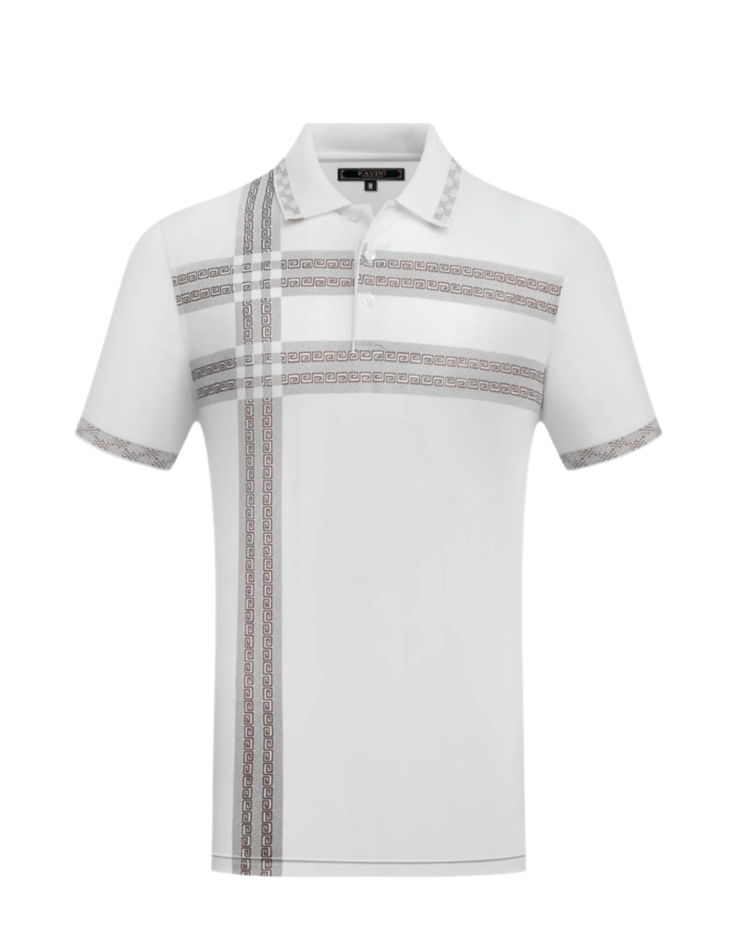 PAVINI MEN'S FASHION POLO DESIGN T-SHIRT (WHITE P-3111)
