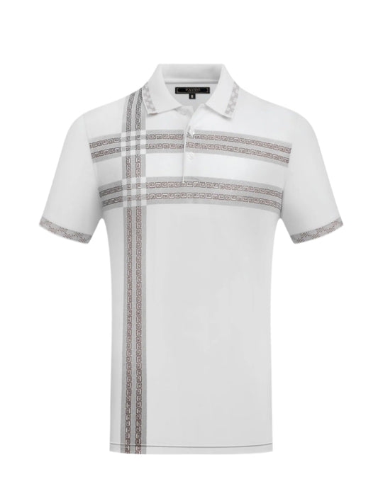 PAVINI MEN'S FASHION POLO DESIGN T-SHIRT (WHITE P-3111)