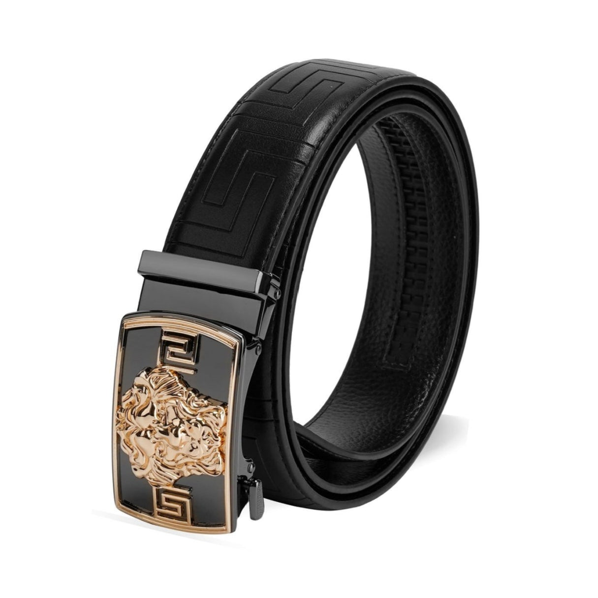 PAVINI MEN'S LEATHER DESIGNER BELT (PB-063-1 BLACK/GOLD)