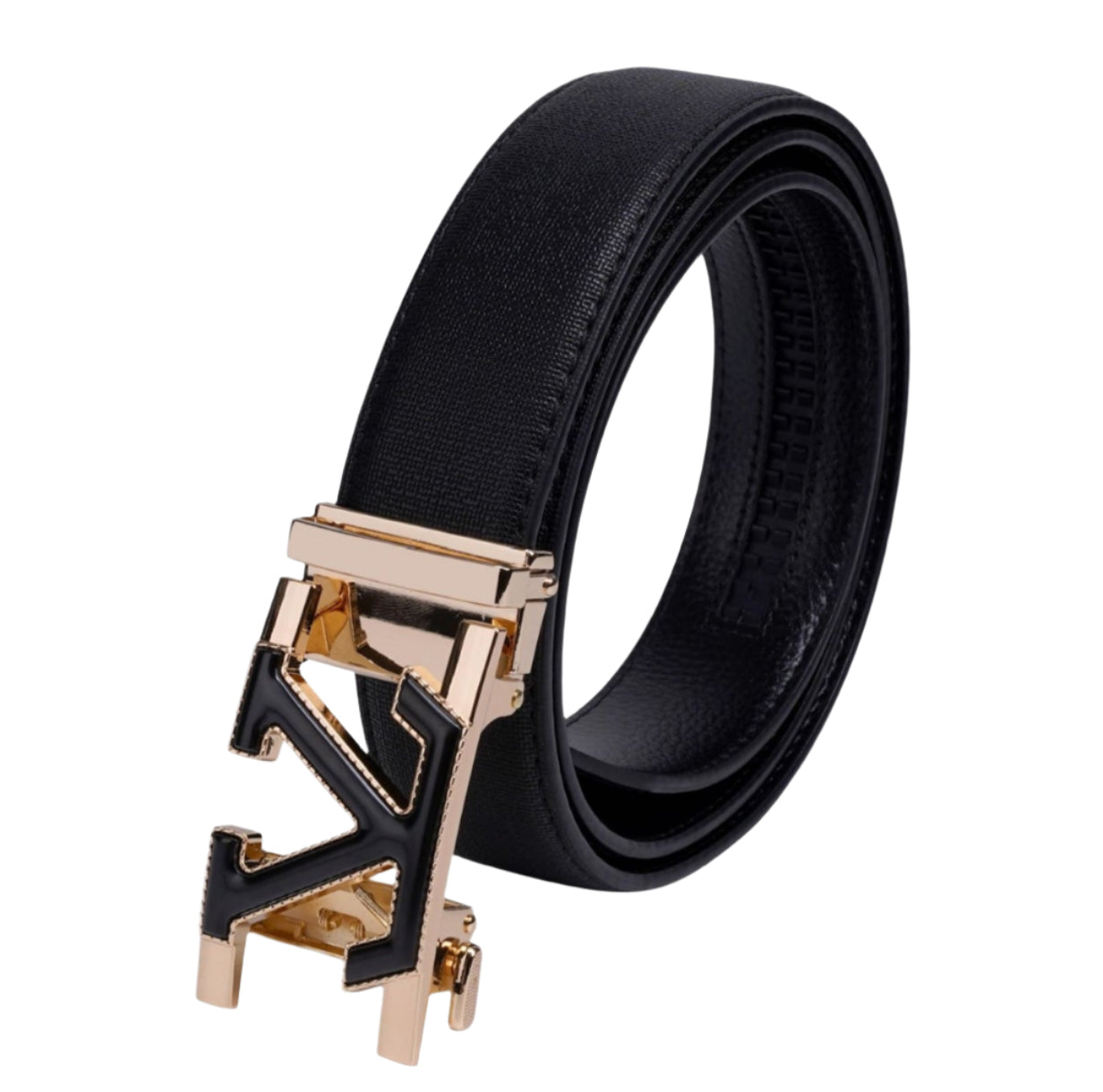 PAVINI MEN'S LEATHER DESIGNER BELT (PB-107-2 BLACK/GOLD)