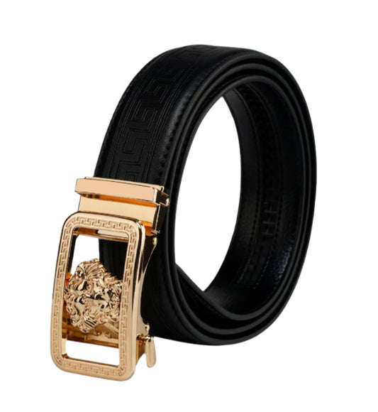 PAVINI MEN'S LEATHER DESIGNER BELT (PB226-2 BLACK/GOLD)